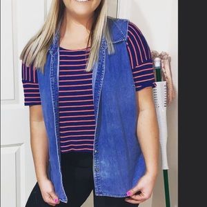 Blue denim vest